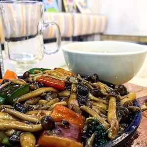 Black pepper mushroom at Loving Hut in Central Singapore