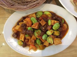Wok-Fried Spicy Petai at Loving Hut in Central Singapore