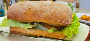 Haem burger at Loving Hut in Central Singapore