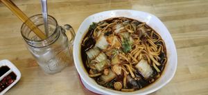 Hokkien mee at Loving Hut in Central Singapore