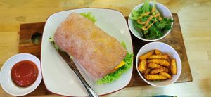 Haem burger at Loving Hut in Central Singapore