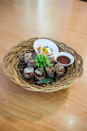 5-spice rolls at Loving Hut in Central Singapore