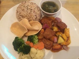 Sweet & Sour Nugget Rice Set at Loving Hut in Central Singapore