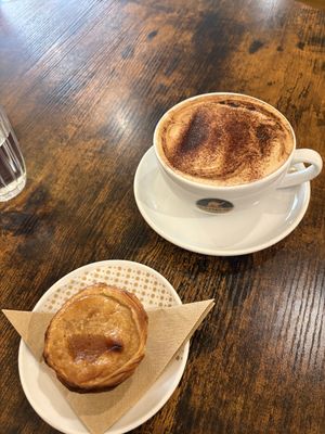 Vegan pastel & cappuccino  at Nata & Co  in Cardiff