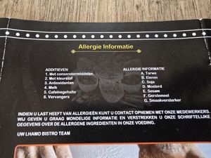 Allergene info at Lhamo Bistro in Oostende