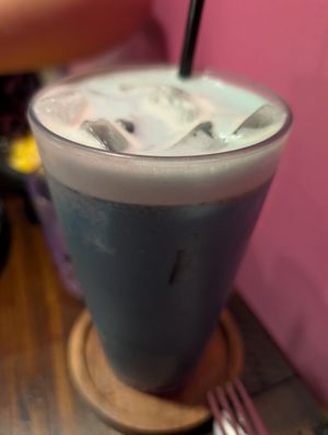 Butterfly pea horchata at Penelope's Vegan Taqueria - Pilsen in Chicago