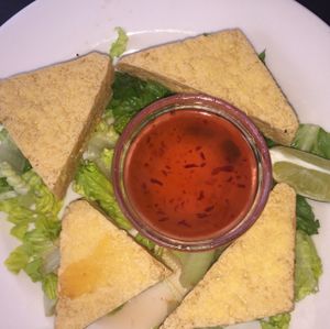 Fried tofu with chili garlic sauce at Johnny Mango World Cafe and Bar in Cleveland
