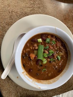 Vegan three bean chili on  at Johnny Mango World Cafe and Bar in Cleveland