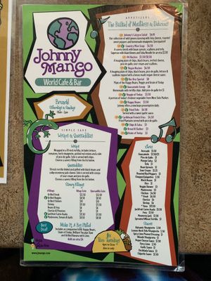 Menu  at Johnny Mango World Cafe and Bar in Cleveland