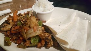 Jackfruit Fajitas (special item) at Johnny Mango World Cafe and Bar in Cleveland