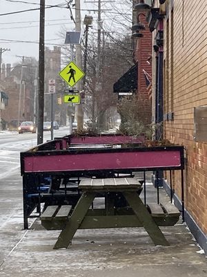 Outside seating  at Johnny Mango World Cafe and Bar in Cleveland