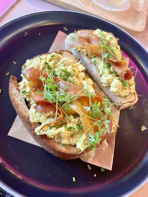 Classic open sandwich  at Balans Brunch Bar in Bratislava