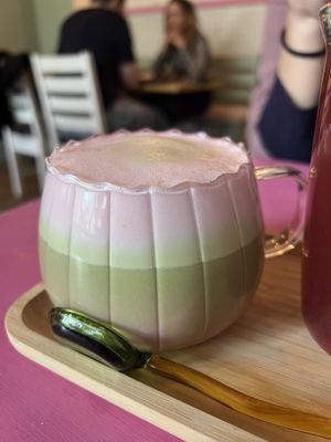 Pink matcha latte  at Balans Brunch Bar in Bratislava