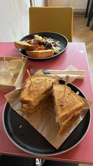 Club sandwich and English breakfast   at Balans Brunch Bar in Bratislava