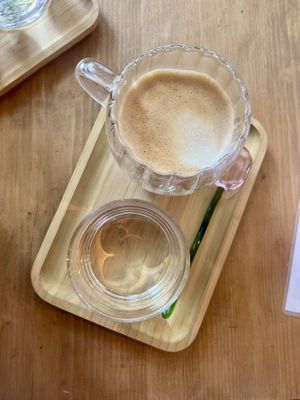 coffee with pb milk options  at Balans Brunch Bar in Bratislava