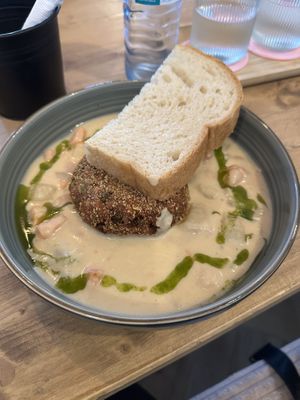 Zemiakový prívarok s fašírkou  at Balans Brunch Bar in Bratislava