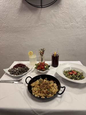 Cheese and chorizo, pesto and sweet Spätzle  at Wohlleben in Vienna