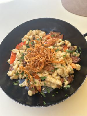 Vegane Käse Chorizo Spätzle  at Wohlleben in Vienna