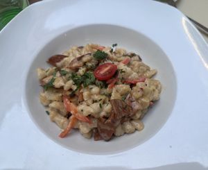 Chorizo and cheese spatzle   at Wohlleben in Vienna