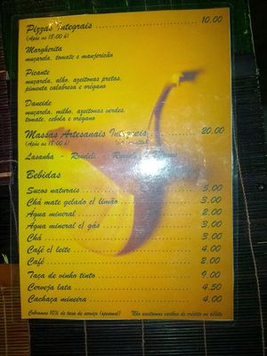 Menu at Naturalmente - Maybe closed in Itacare
