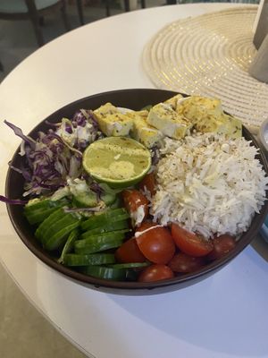 Tofu poke bowl  at Healthy Vibes in Doha