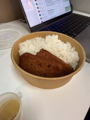 Vegan spam with rice  at Strict Picks - Kugi Hub in Davao City