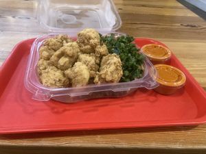 Buffalo cauli bites and kale salad basket   at SweetArt too in St Louis