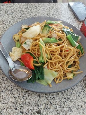 Basil chilli stir fried noodles at Peace Harmony in Sydney