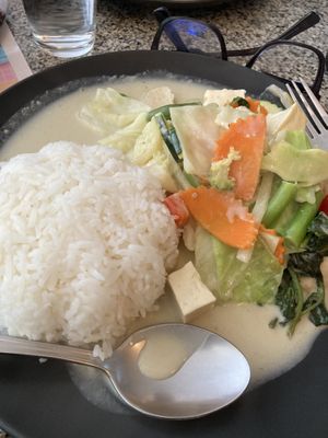 Green curry lunch special with rice all for $13.90  at Peace Harmony in Sydney