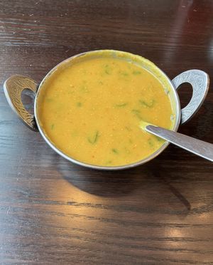 A nice warm bowl of Dal Soup (lentils) on a cold winter day. at Saffron Indian Grill & Bar in Eagan