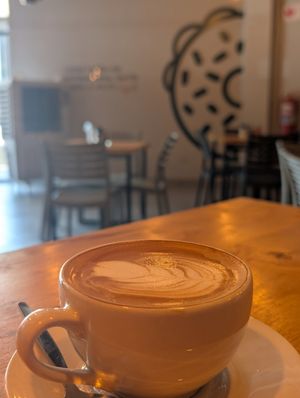 Oat flat white at Jacks Bagels in Bloemfontein