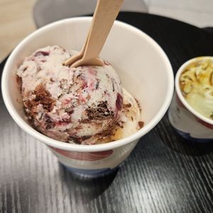 Black Forest and almond caramel at Kind Kones - Suntec in Central Singapore