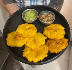 Entrada de patacones   at Durga Veggie Bar in Bogota