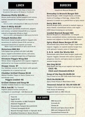 Lunch menu at Riverwest Co-op Cafe in Milwaukee