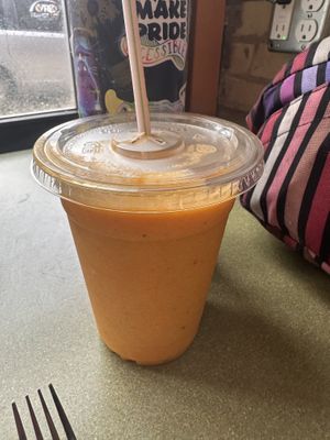 Peach sunrise smoothie   at Riverwest Co-op Cafe in Milwaukee