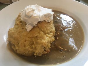 Half portion biscuits and gravy at Riverwest Co-op Cafe in Milwaukee