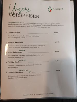 Vorspeisen at Temesgen Simmern in Simmern