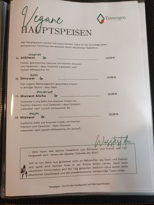 Vegane Hauptspeisen at Temesgen Simmern in Simmern
