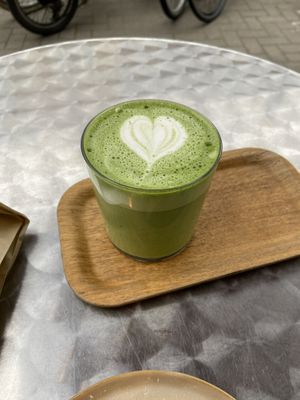 Soy milk matcha latte at MAINS  in Uccle