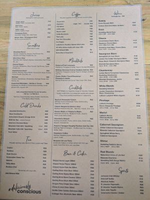 Menu 2 at Plant in Cape Town