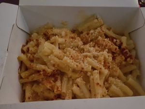 Dirty mac and cheese takeaway. Sauce was very bland and dry at Plant in Cape Town
