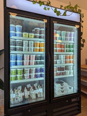 So many choices of regular and monthly flavours! at Honey's - Queen St E in Toronto