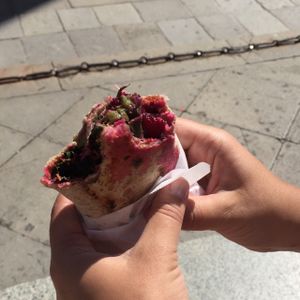 Beet wrap something at Pizzeria L'Angelo in Venice