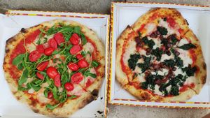 Pizza Vega and Pizza Alfa at Pizzeria L'Angelo in Venice
