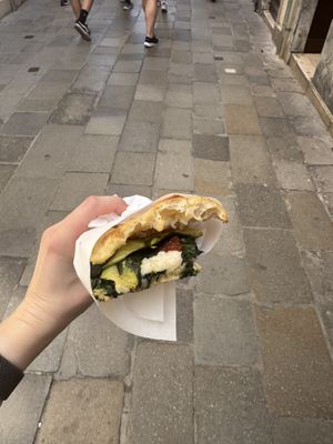 Vegan focaccia sandwich   at Pizzeria L'Angelo in Venice