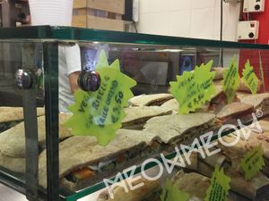 Pre-made vegan sandwiches ready to press at Pizzeria L'Angelo in Venice