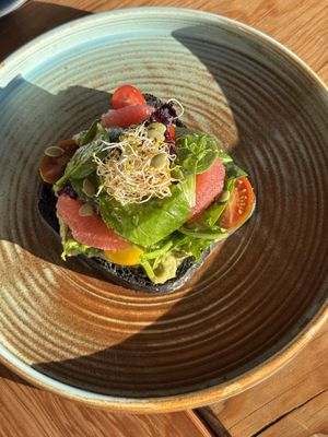 Unique and delicious avocado toast  at The White Lodge in San Jose Del Cabo