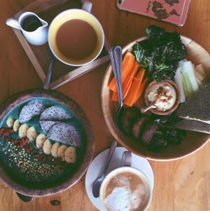 'the green one' smoothie bowl and one of their brunch bowls  at Eat.Co Brunchrie in Koh Phangan