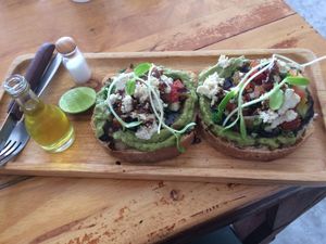Avo toast with vegan feta  at Eat.Co Brunchrie in Koh Phangan