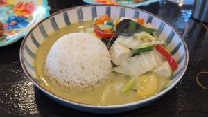 Vegan green curry at Ayara Thai Street Cafe in St Augustine